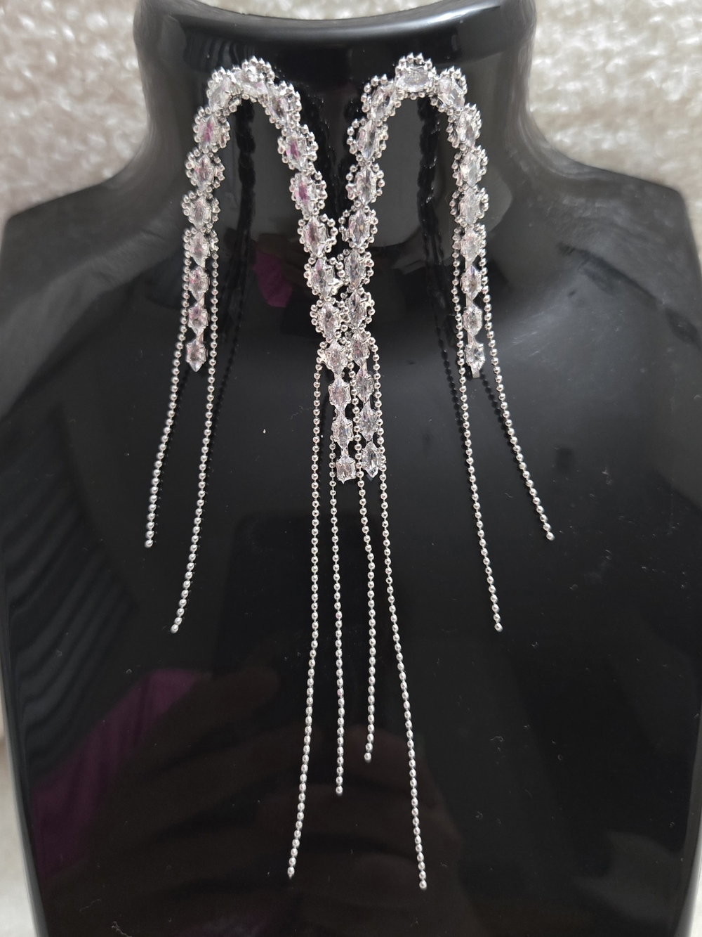 Silver Crystal Dangle Statement Earrings